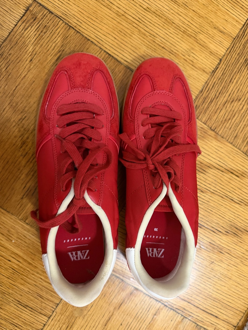 ZARA Red Women's Casual Lace-Up Sneakers